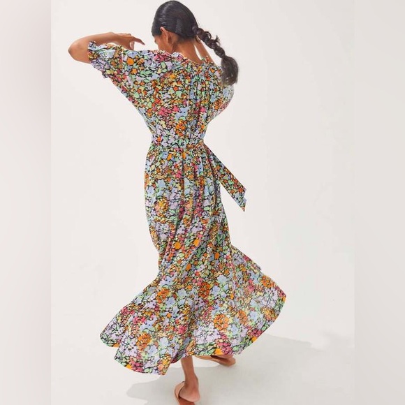 Garmentory Mii Collection Mona Cotton Maxi Dress Large Black Floral / no tie - Picture 5 of 8